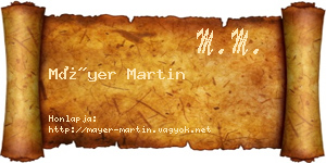 Máyer Martin névjegykártya
